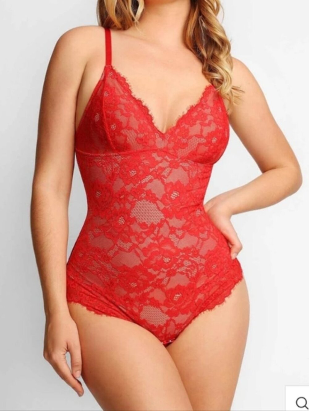 Shapellix   Red Lace Lingerie Shaping  Bodysuit Sz Large clasp